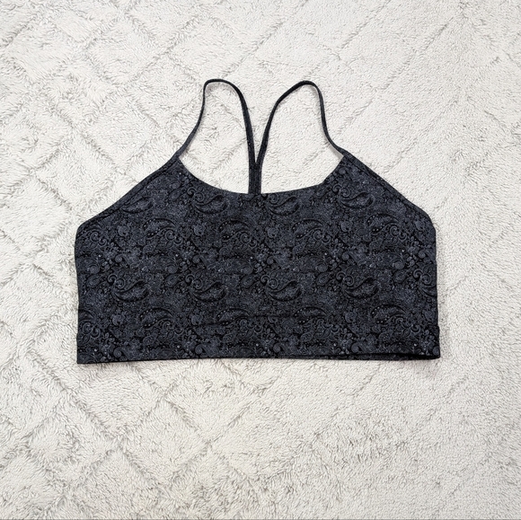 Zyia Sports Bra Womens 3XL Gray Black Floral Paisley Flow Y Back Padded Train - Picture 1 of 5